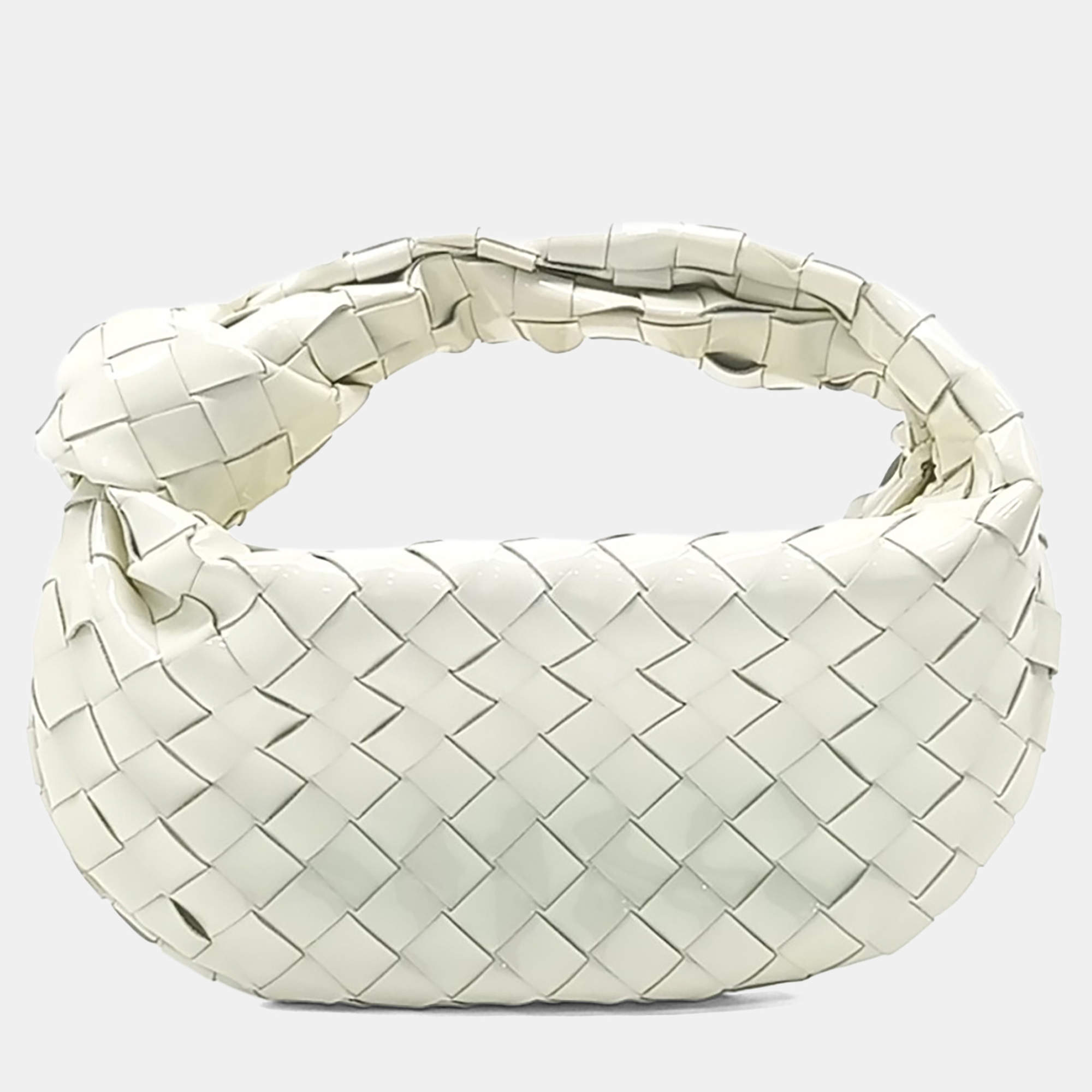 Pre Owned Bottega Veneta White Leather Patent BV Mini Jodie Bag