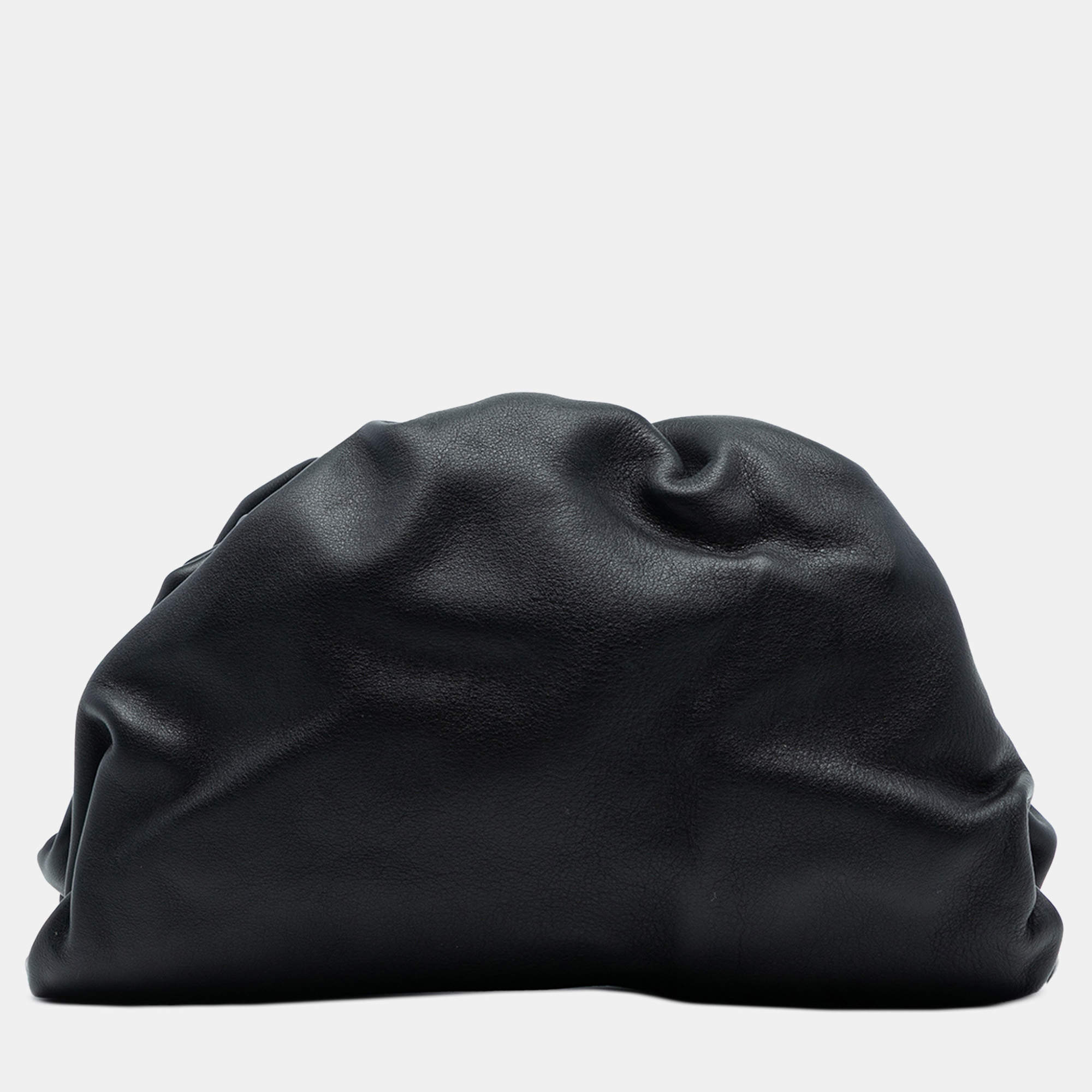 Pre Owned Bottega Veneta Black Lambskin The Pouch