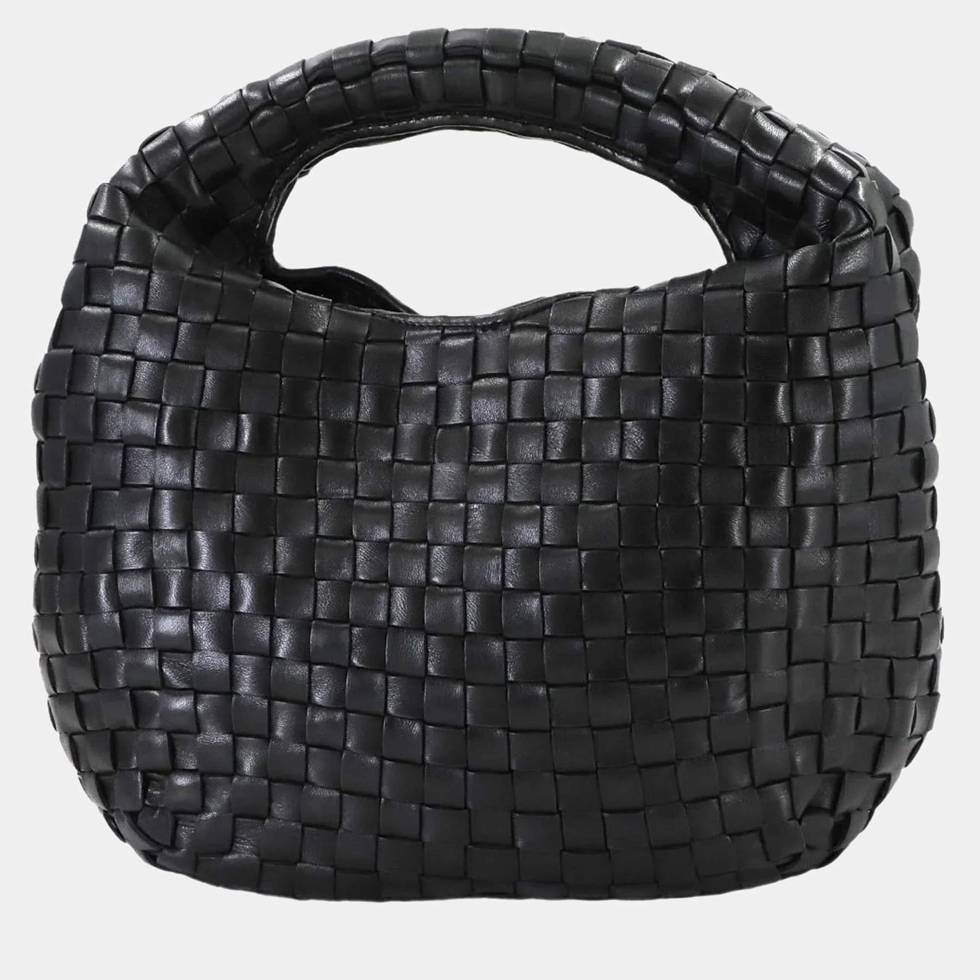 مملوكة مسبقًا Bottega Veneta Intrecciato Hobo Handbag In Black Leather