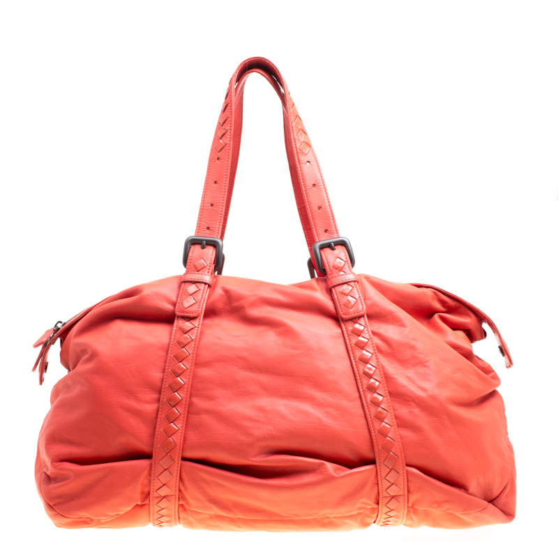 Pre Owned Bottega Veneta Magma Plume Leather Duffle Bag