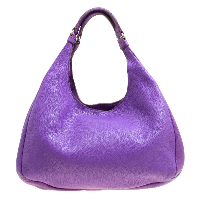 مملوكة مسبقًا Bottega Veneta Purple Leather Hobo