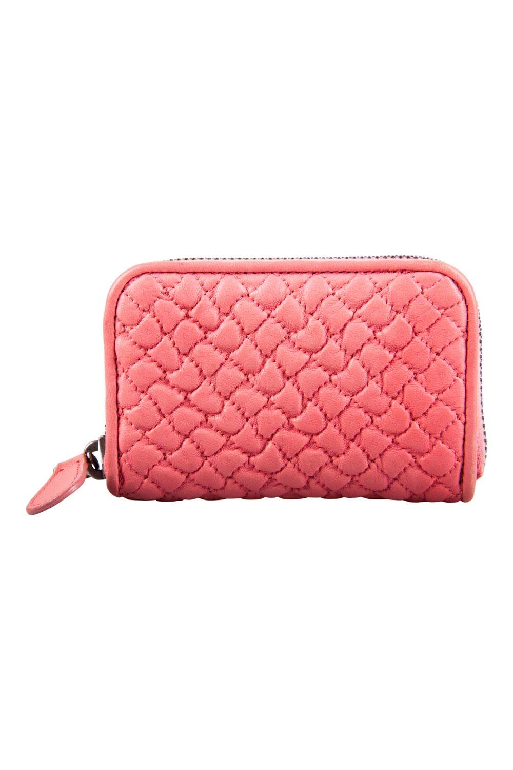 Bottega Veneta Coral Pink Leather Mini Zip Around Wallet Bottega Veneta ...