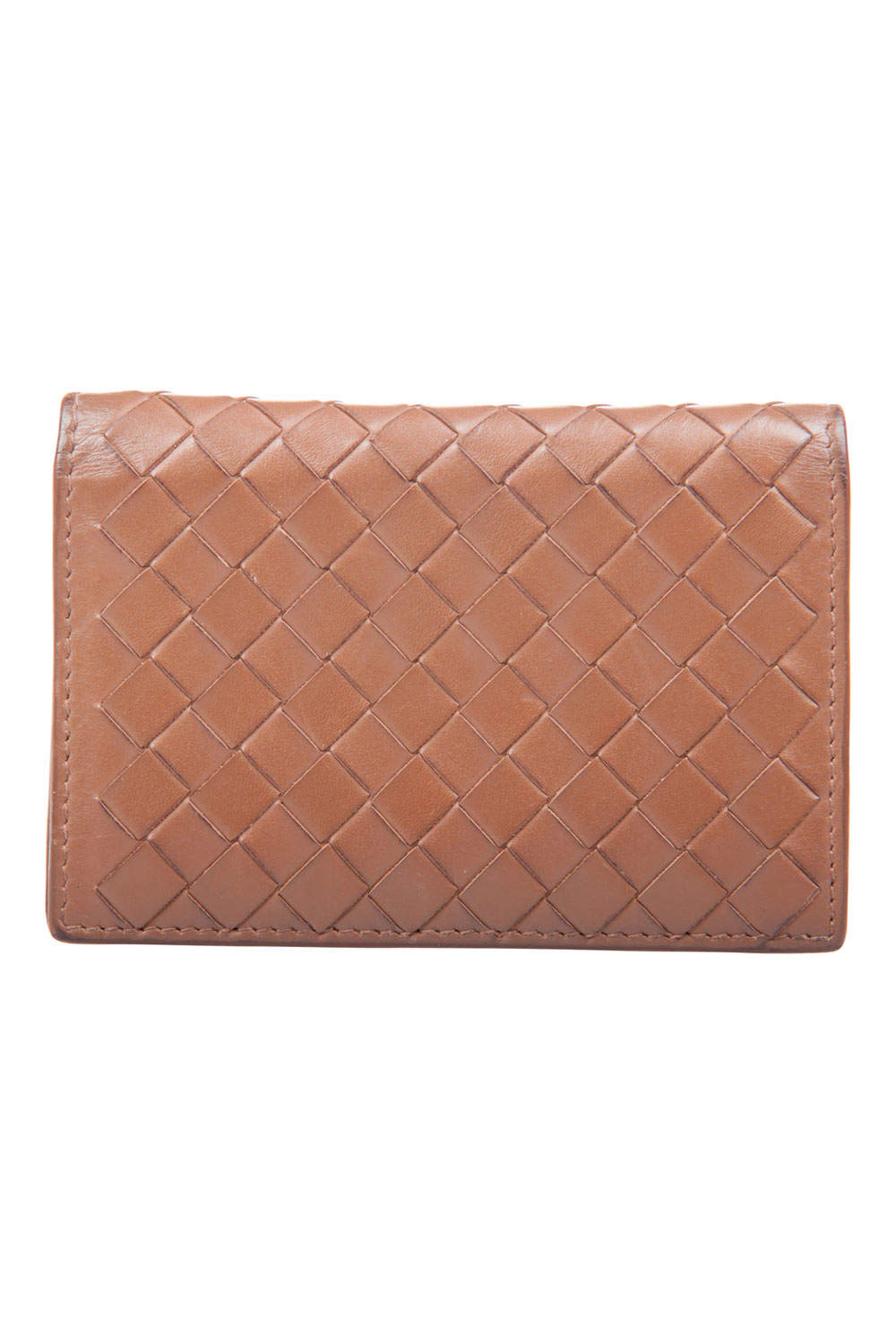 مملوكة مسبقًا Bottega Veneta Brown Intrecciato Leather Bifold Card Case