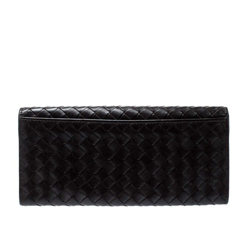 Pre Owned Bottega Veneta Brown Intrecciato Leather Continental Wallet