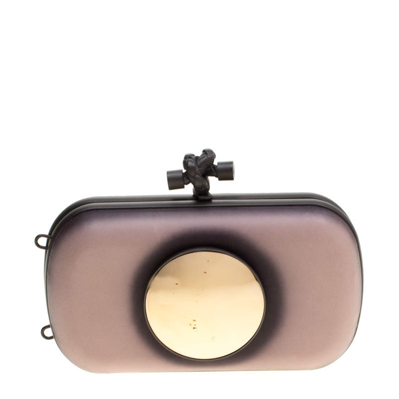 Pre Owned Bottega Veneta Black/Light Beige Leather Sphere Palazzo Knot Clutch