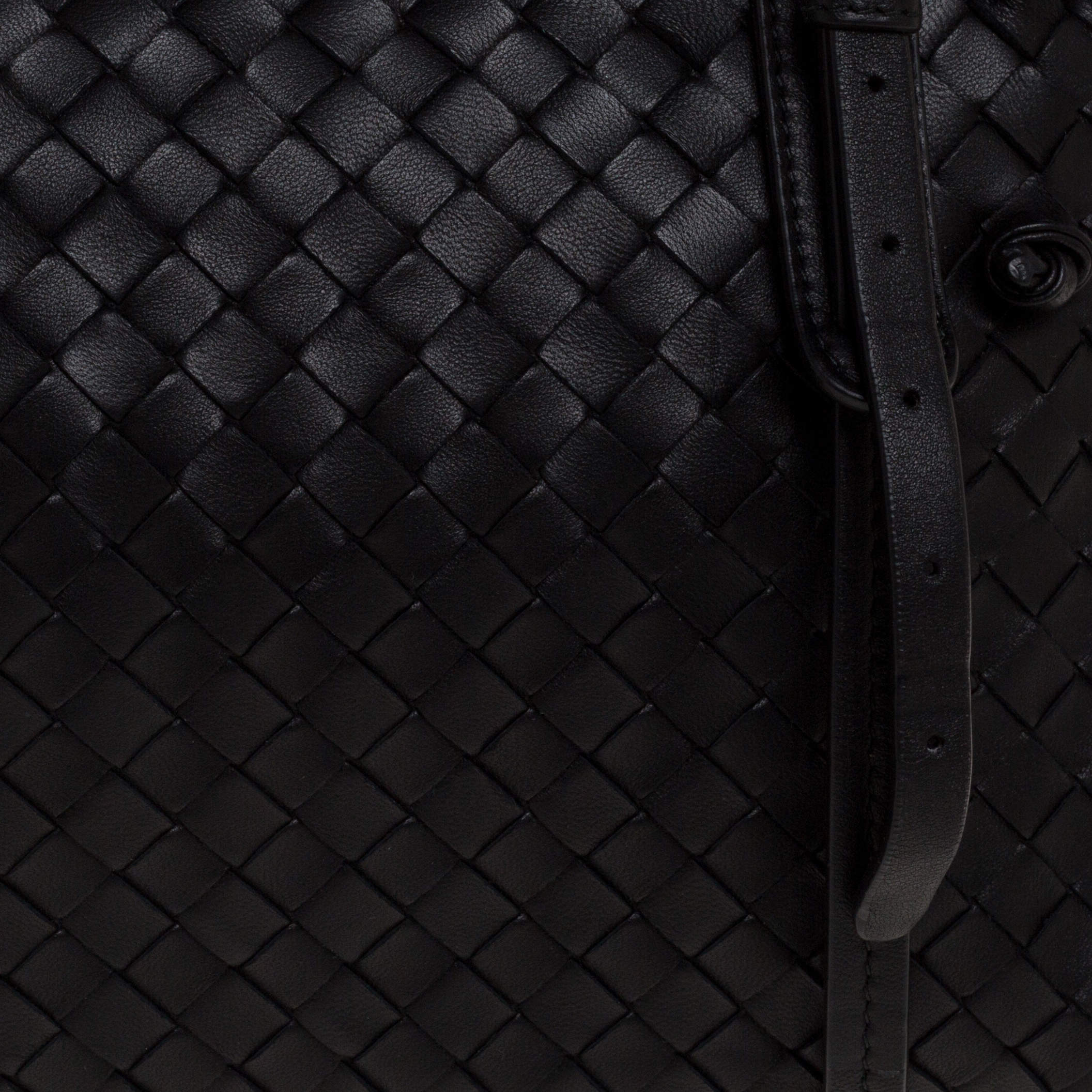 Bottega Veneta Black Intrecciato Leather Double Zip Nodini