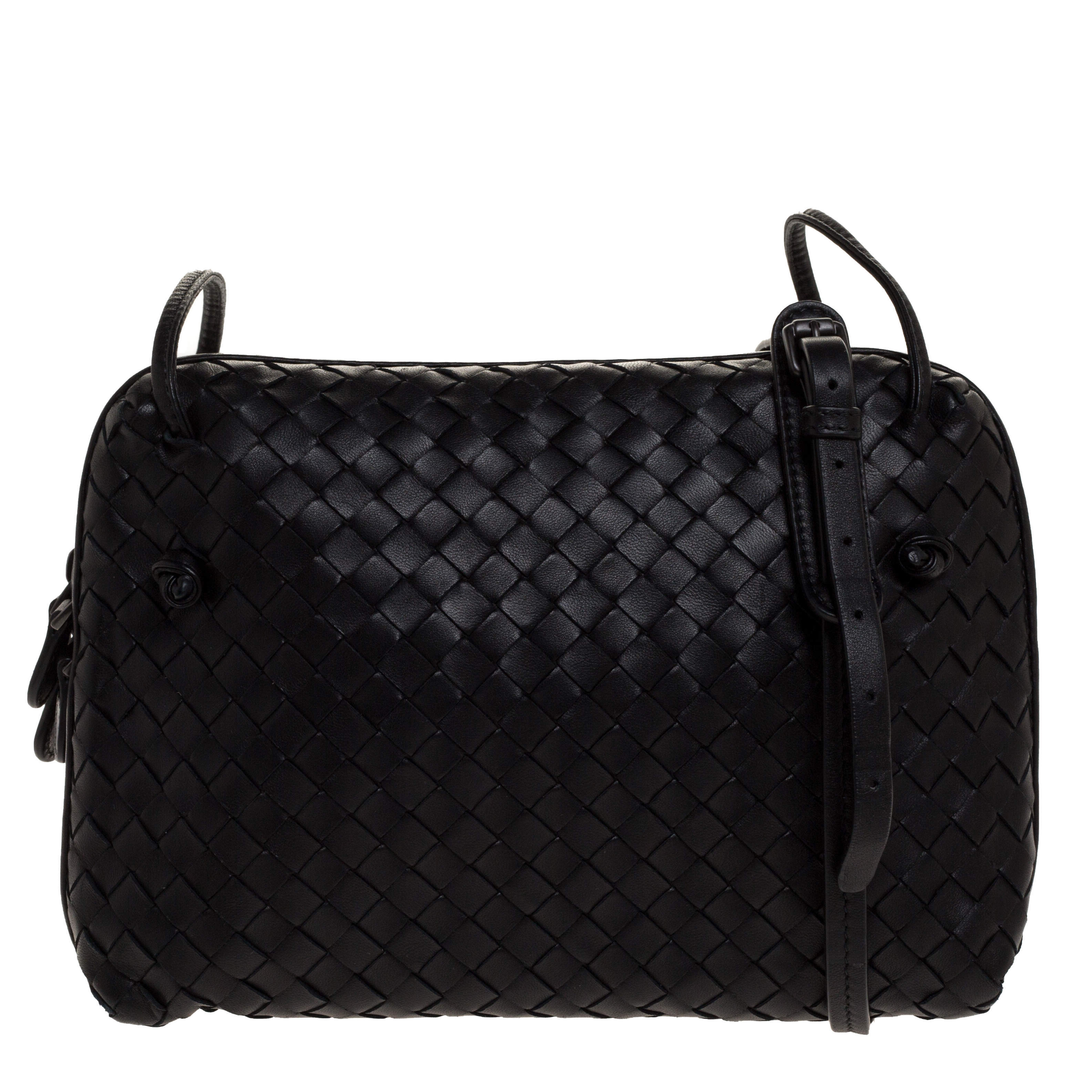 Bottega Veneta Intrecciato Nodini Double-Zip Crossbody Bag - Black  Crossbody Bags, Handbags - BOT101022