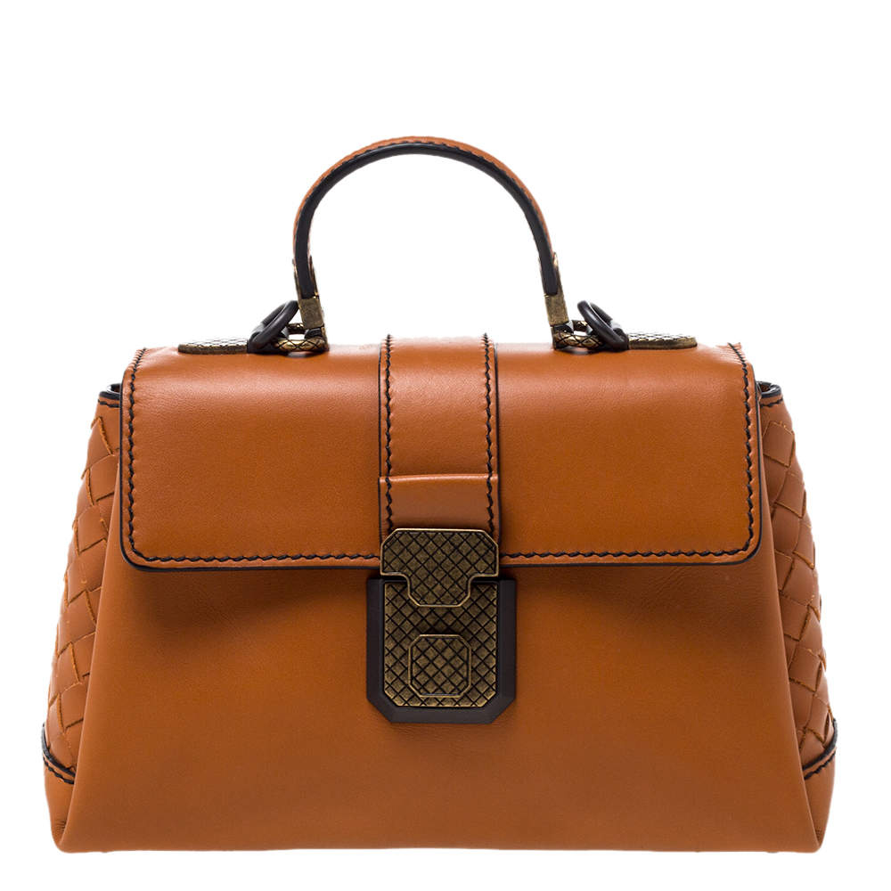 Bottega Veneta Orange Leather Mini Piazza Top Handle Bag Bottega Veneta ...