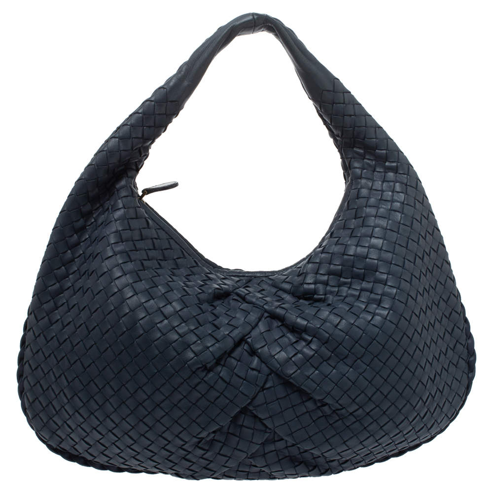 Pre Owned Bottega Veneta Teal Intrecciato Nappa Leather Veneta Hobo
