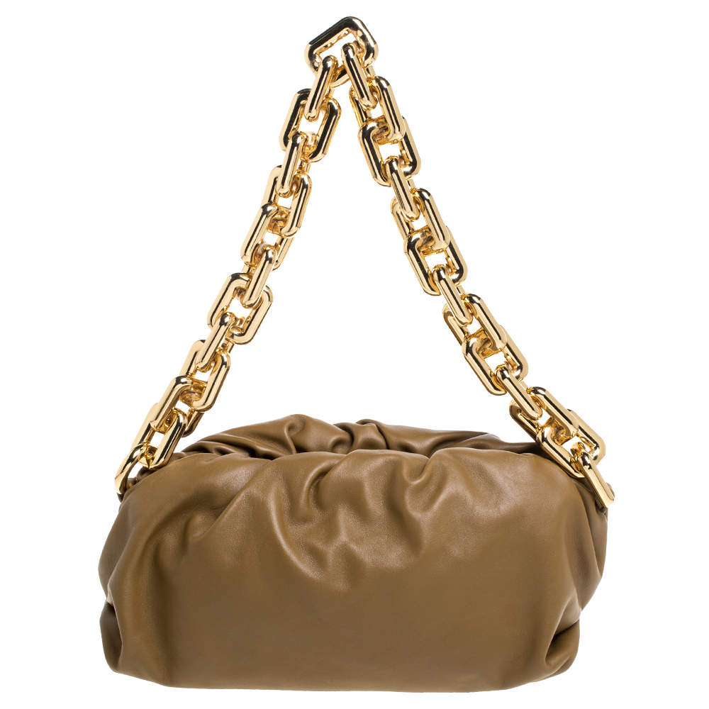 Pre Owned Bottega Veneta Brown Leather The Chain Pouch Bag