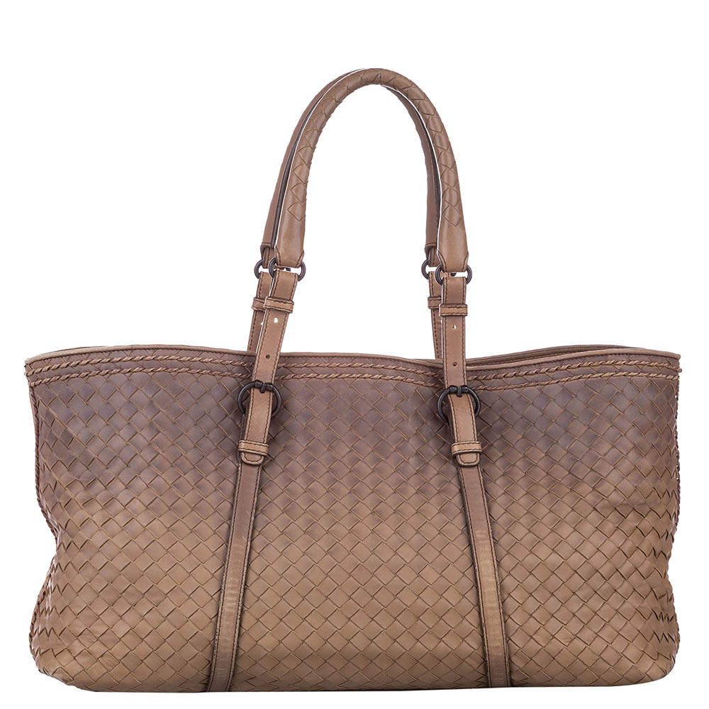 Pre Owned Bottega Veneta Brown Intrecciato Leather Tote Bag