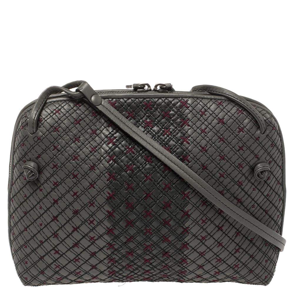 Pre Owned Bottega Veneta Grey Quilted Stitched Leather Nodini Crossbody Bag