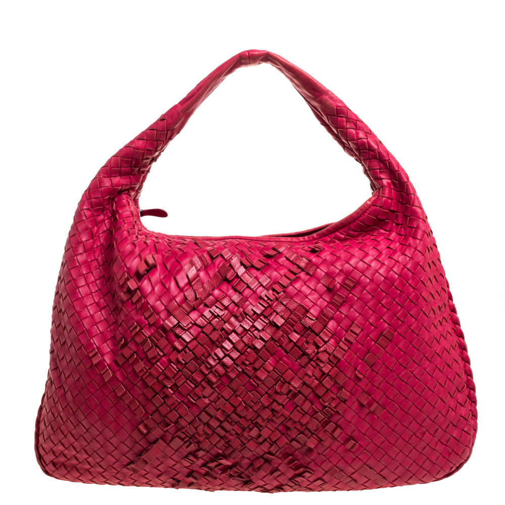 Pre Owned Bottega Veneta Red Intrecciato Nappa Leather Veneta Hobo