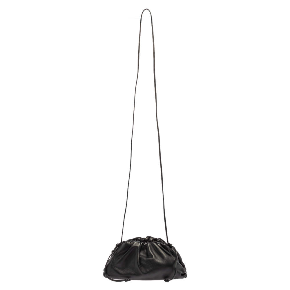 Bottega Veneta Black Leather Mini The Pouch Shoulder Bag