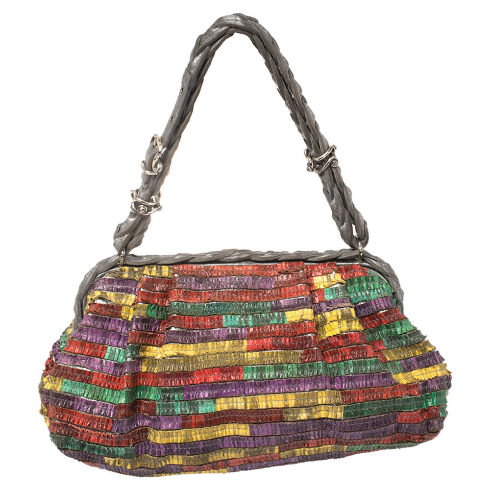 Pre Owned Bottega Veneta Multicolor Watersnake Limited Edition Lavorazione Fatta A Mano Satchel