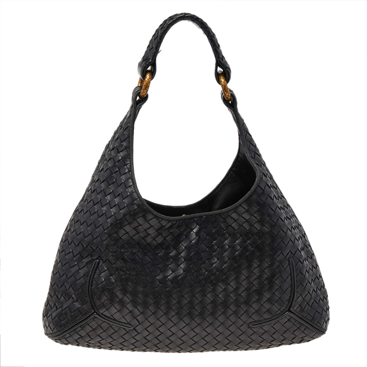 Pre Owned Bottega Veneta Black Intrecciato Leather Hobo