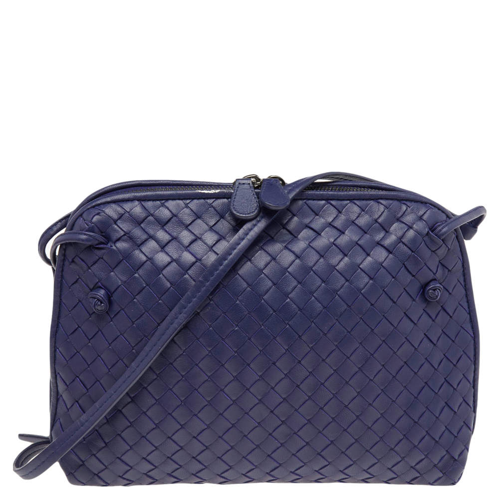 Pre Owned Bottega Veneta Purple Intrecciato  Leather Nodini Shoulder Bag