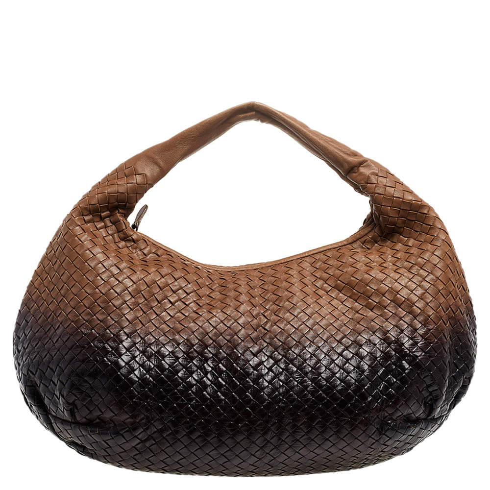 Pre Owned Bottega Veneta Ombre Intrecciato Leather Large Veneta Hobo