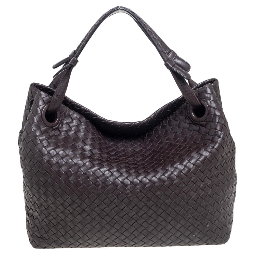 Pre Owned Bottega Veneta Brown Intrecciato Leather Garda Tote