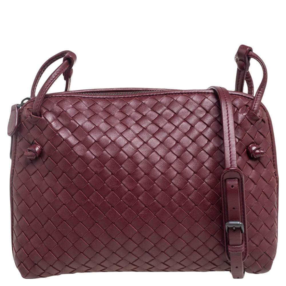 Bottega Veneta Burgundy Intrecciato Leather Nodini Crossbody Bag ...