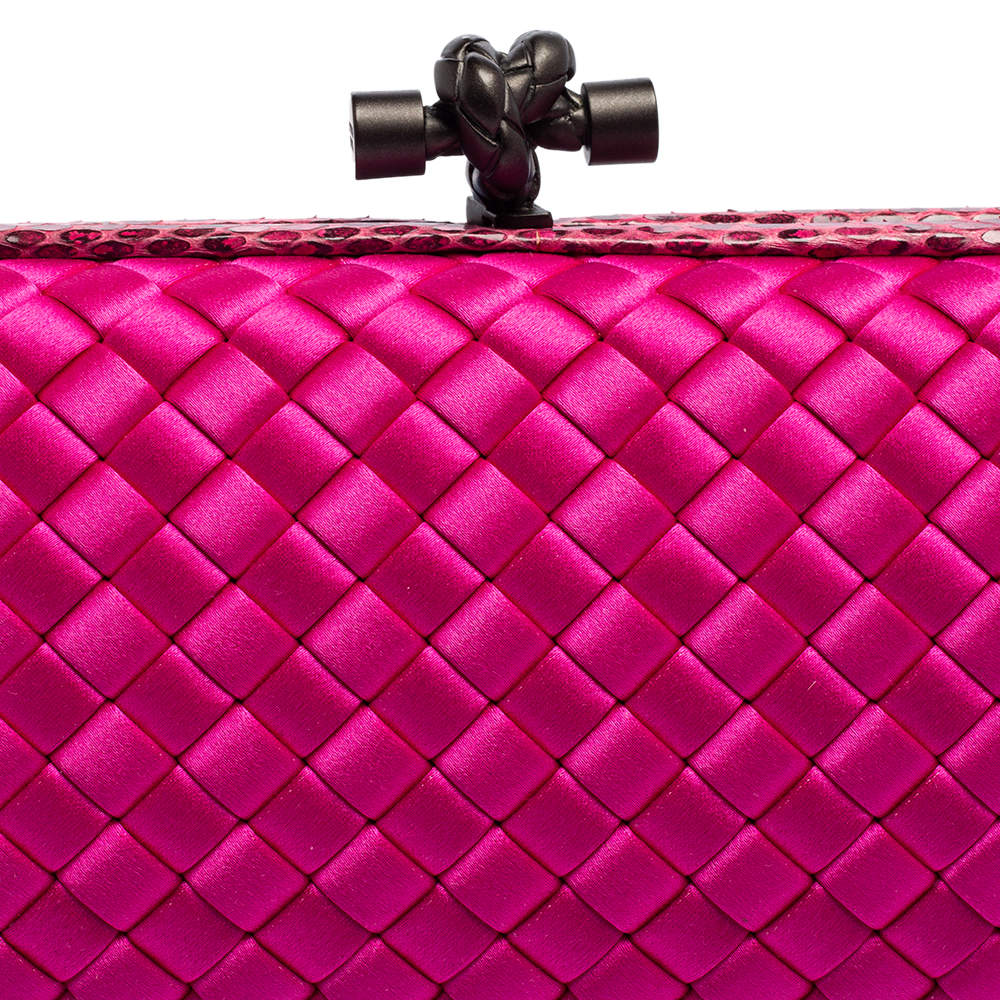 Bottega Veneta Intrecciato Knot Clutch in Pink Silk — UFO No More