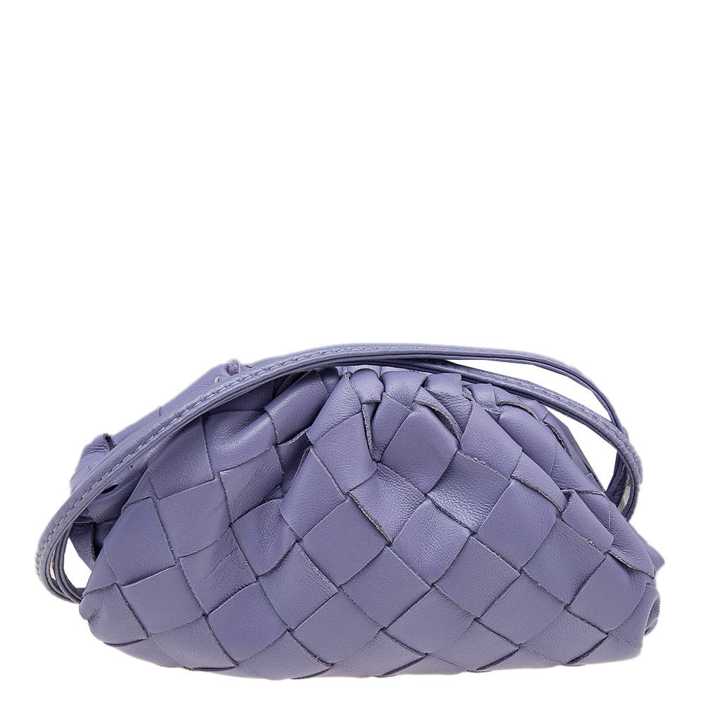 Pre Owned Bottega Veneta Purple Intrecciato Leather Wristlet Coin Purse