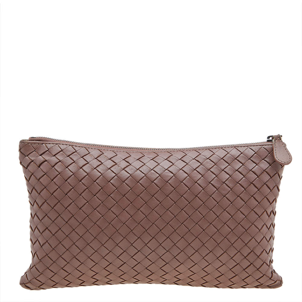 مملوكة مسبقًا حقيبة صغيرة بوتيغا فينيتا فرنش جلد إنترشياتو بيج بسحاب