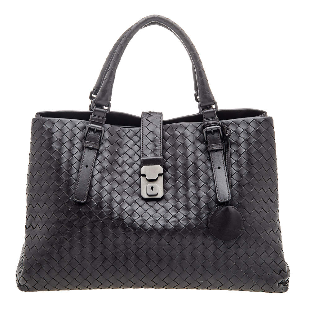 Pre Owned حقيبة يد توتس بوتيغا فينيتا روما جلد إنترشياتو بني داكن متوسطة   