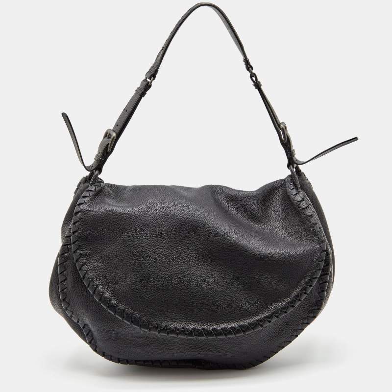 Pre Owned Bottega Veneta Black Leather Hobo