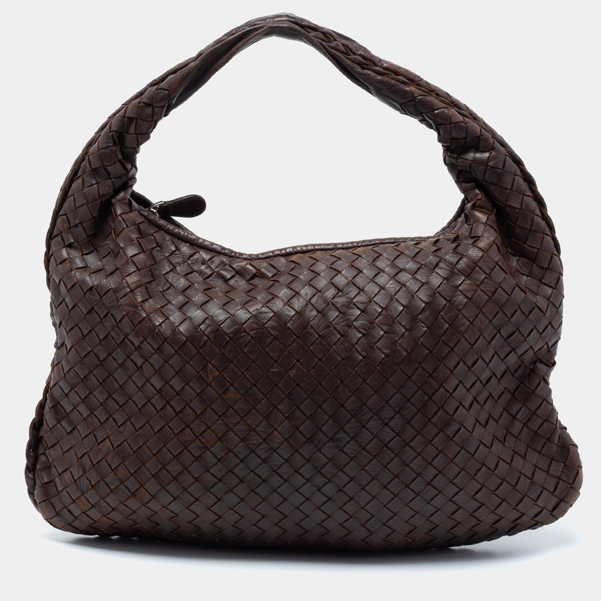 Pre Owned Bottega Veneta Brown Intrecciato Veneta Hobo