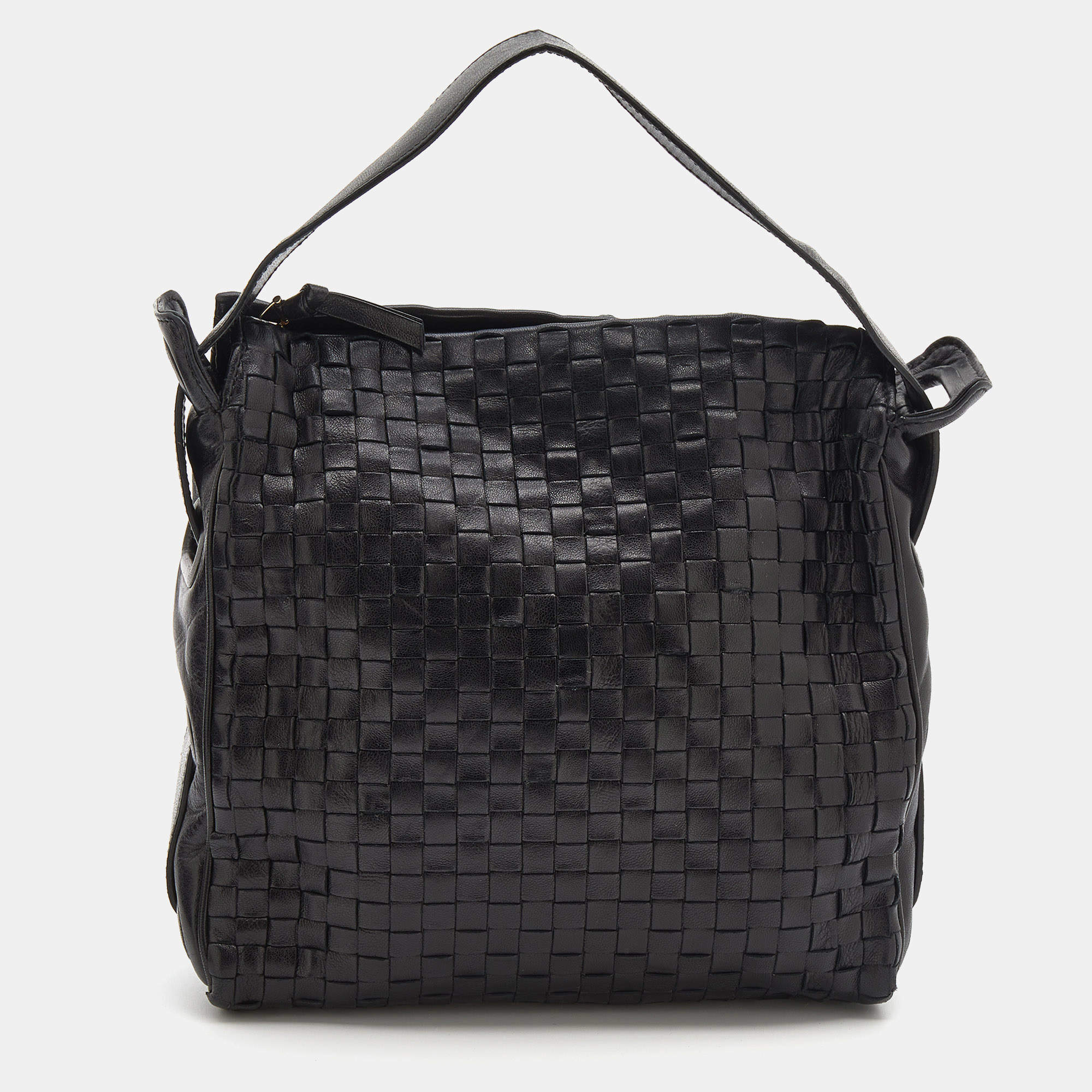 Pre Owned Bottega Veneta Intrecciato Leather Top Handle Bag