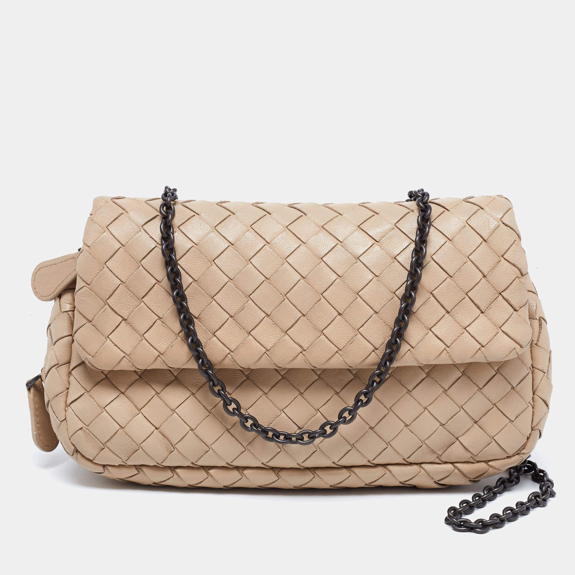 Pre Owned Bottega Veneta Beige Intrecciato Leather Mini Crossbody Bag