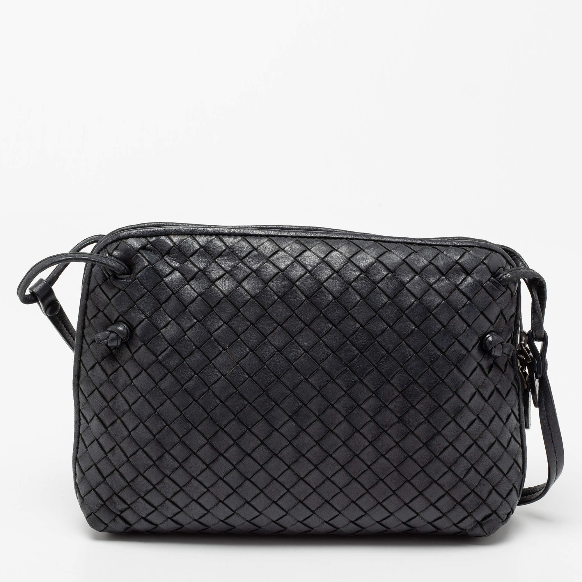 Bottega Veneta Grey Intrecciato Leather Nodini Crossbody Bag For Sale at  1stDibs