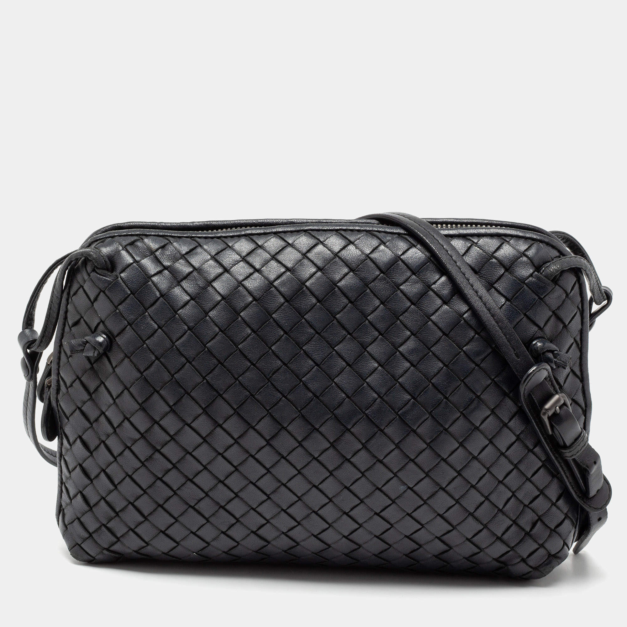 Bottega Veneta Grey Intrecciato Leather Nodini Crossbody Bag For Sale at  1stDibs