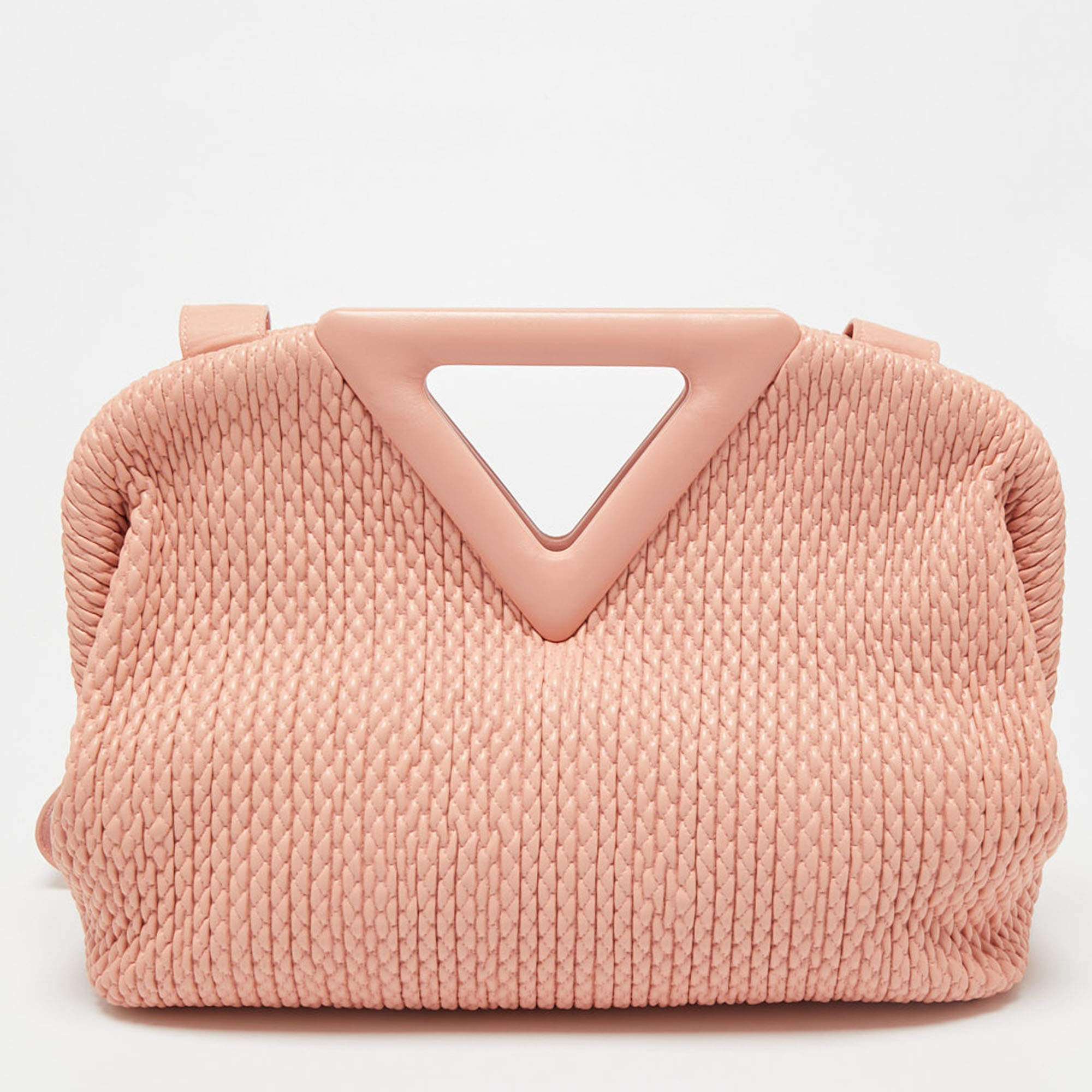 Bottega Veneta Peach Quilted Leather Medium Point Shoulder Bag