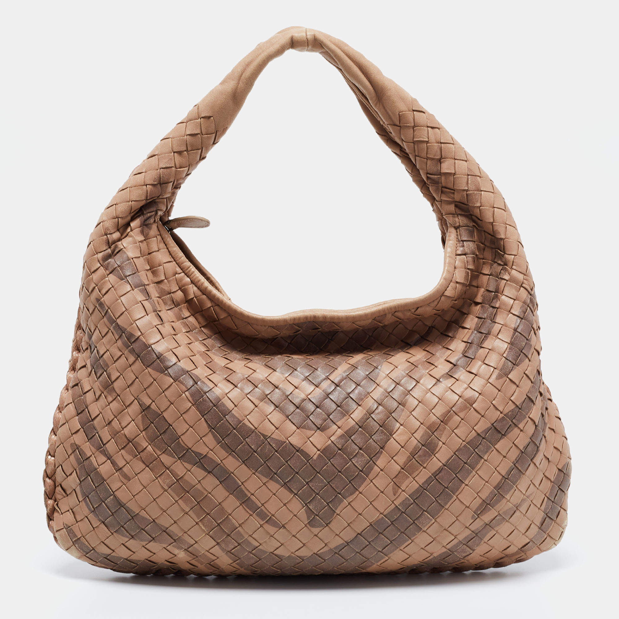 Pre Owned Bottega Veneta Beige Intrecciato Leather Hobo