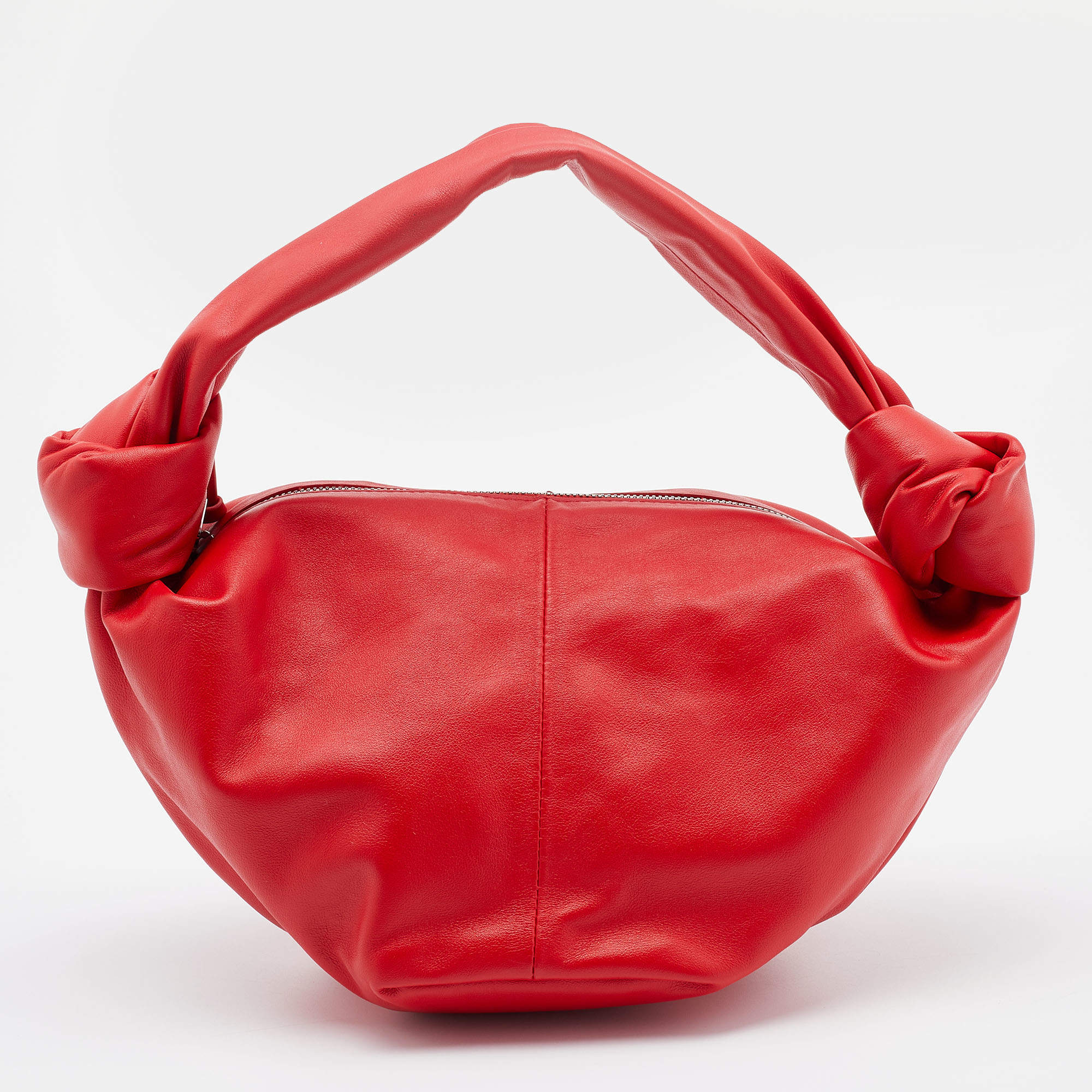 Bottega Veneta Red Leather Mini Double Knot Hobo