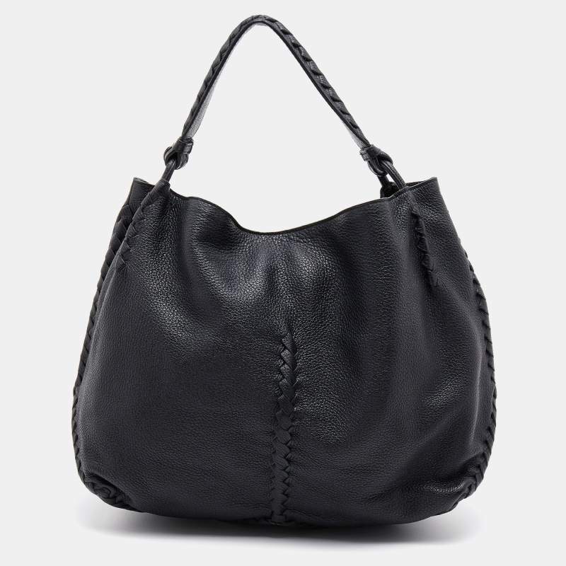 Pre Owned Bottega Veneta Black Leather Cervo Hobo