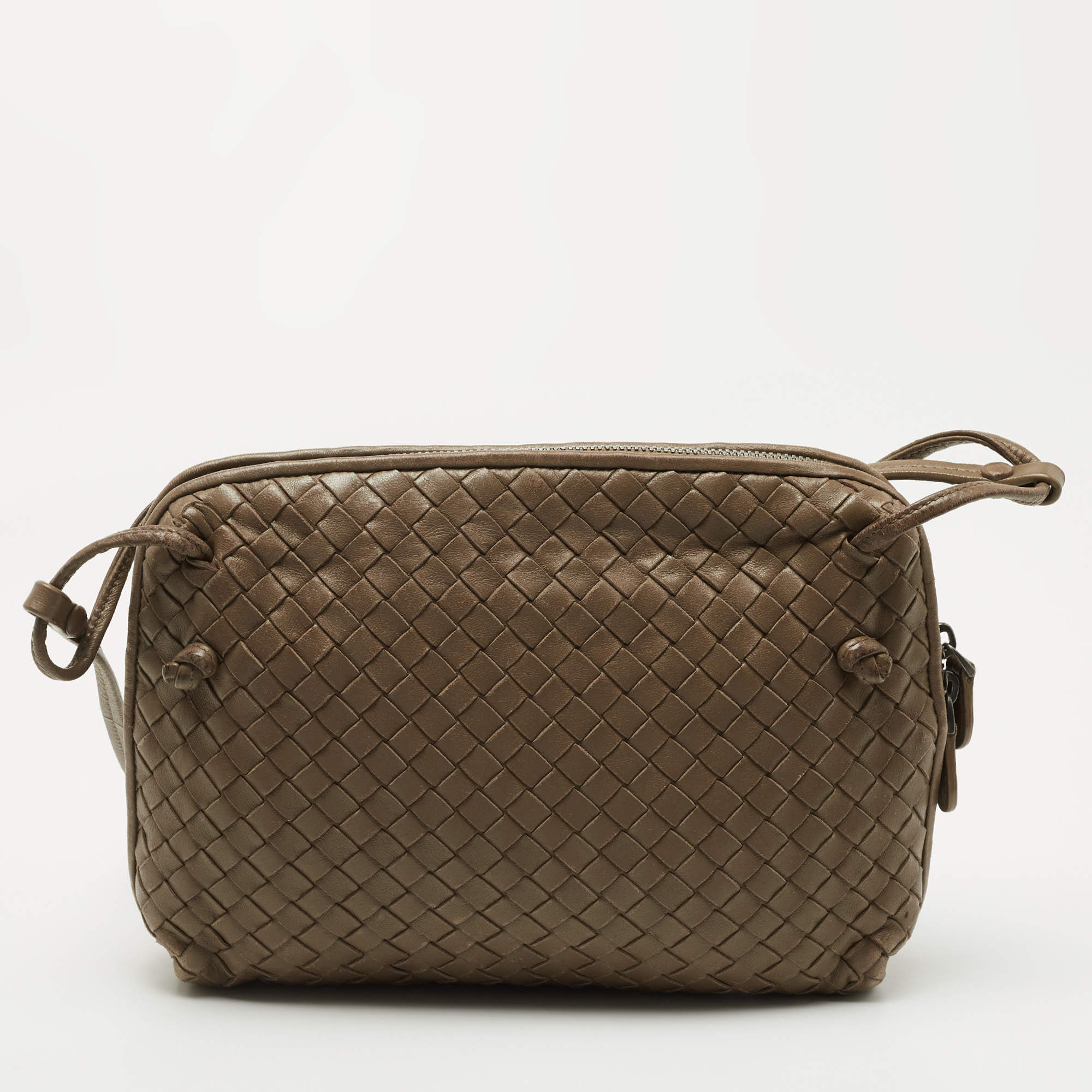 Bottega Veneta Dark Beige Intrecciato Leather Nodini Crossbody Bag Bottega  Veneta | The Luxury Closet