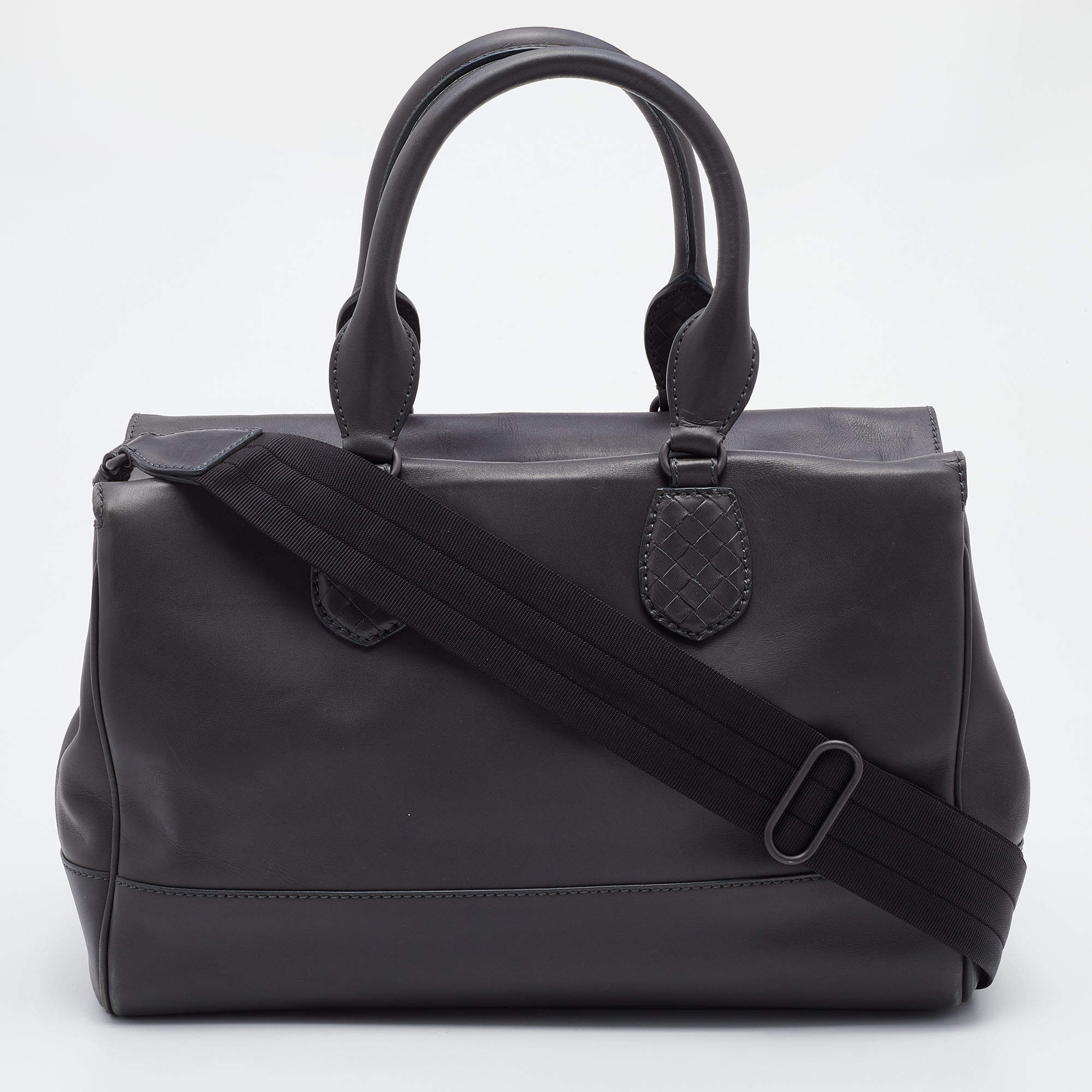 Pre Owned Bottega Veneta Grey Intrecciato Leather Tote