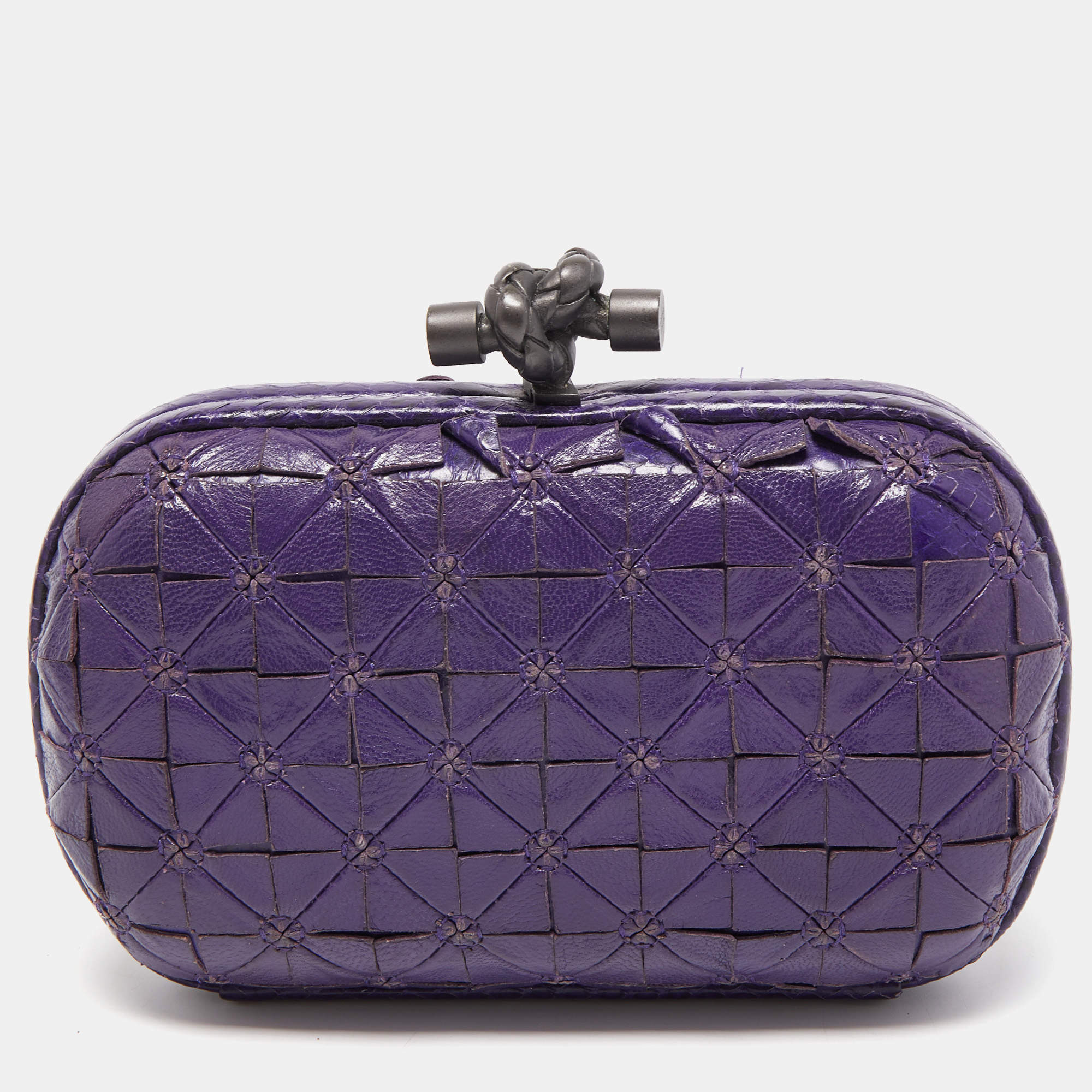 Purple Knot paillette Intrecciato-leather clutch bag, Bottega Veneta