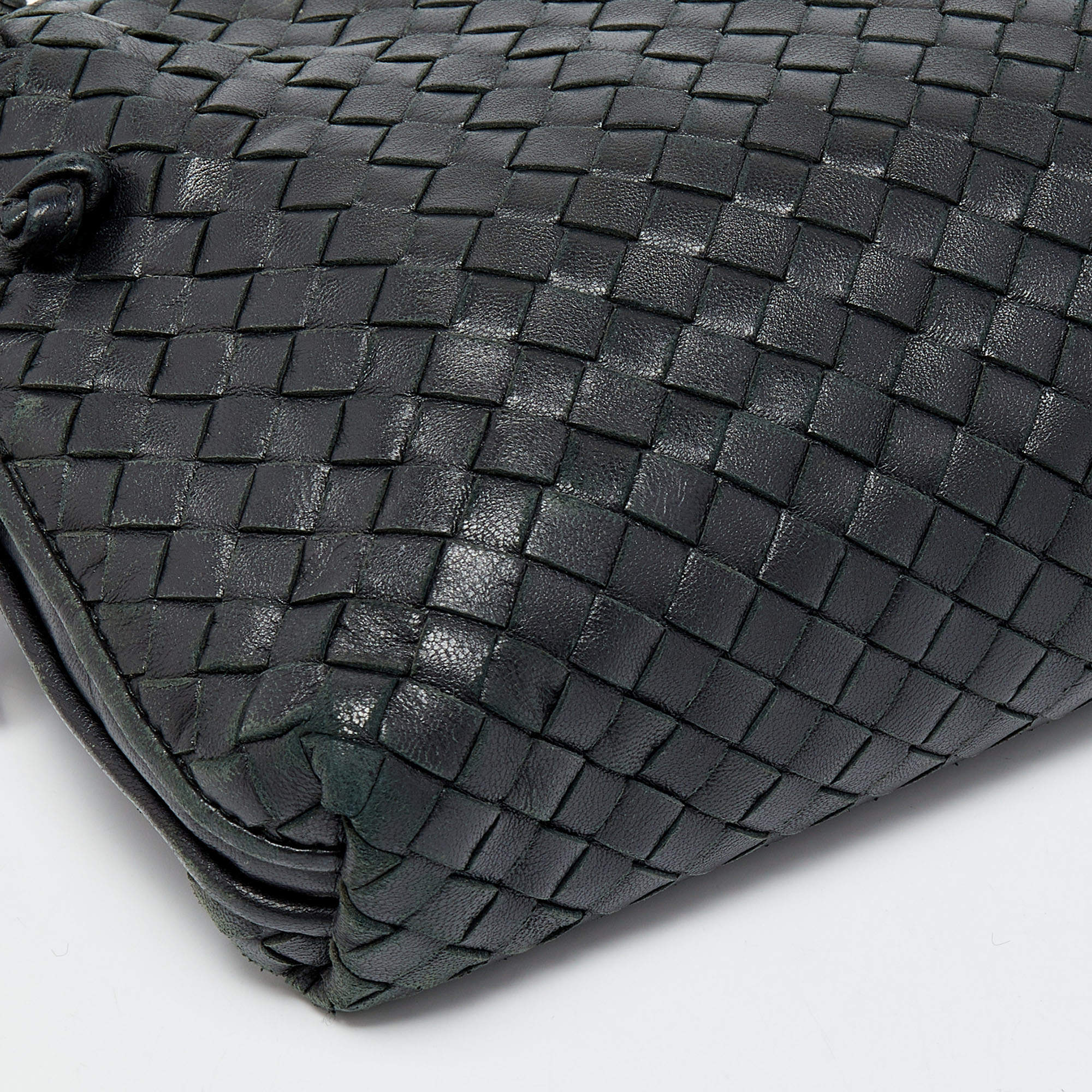68153 auth BOTTEGA VENETA black Intrecciato leather SMALL NODINI Crossbody  Bag