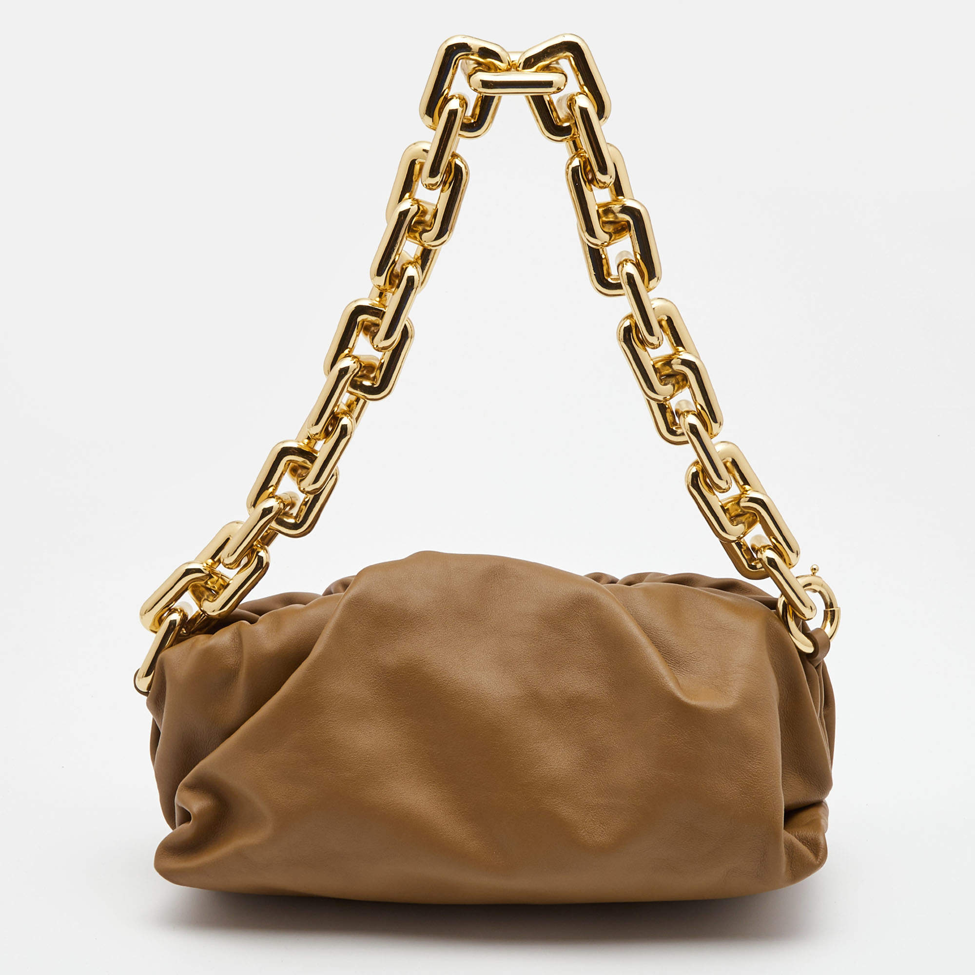 Pre Owned Bottega Veneta Brown Leather The Chain Pouch Shoulder Bag