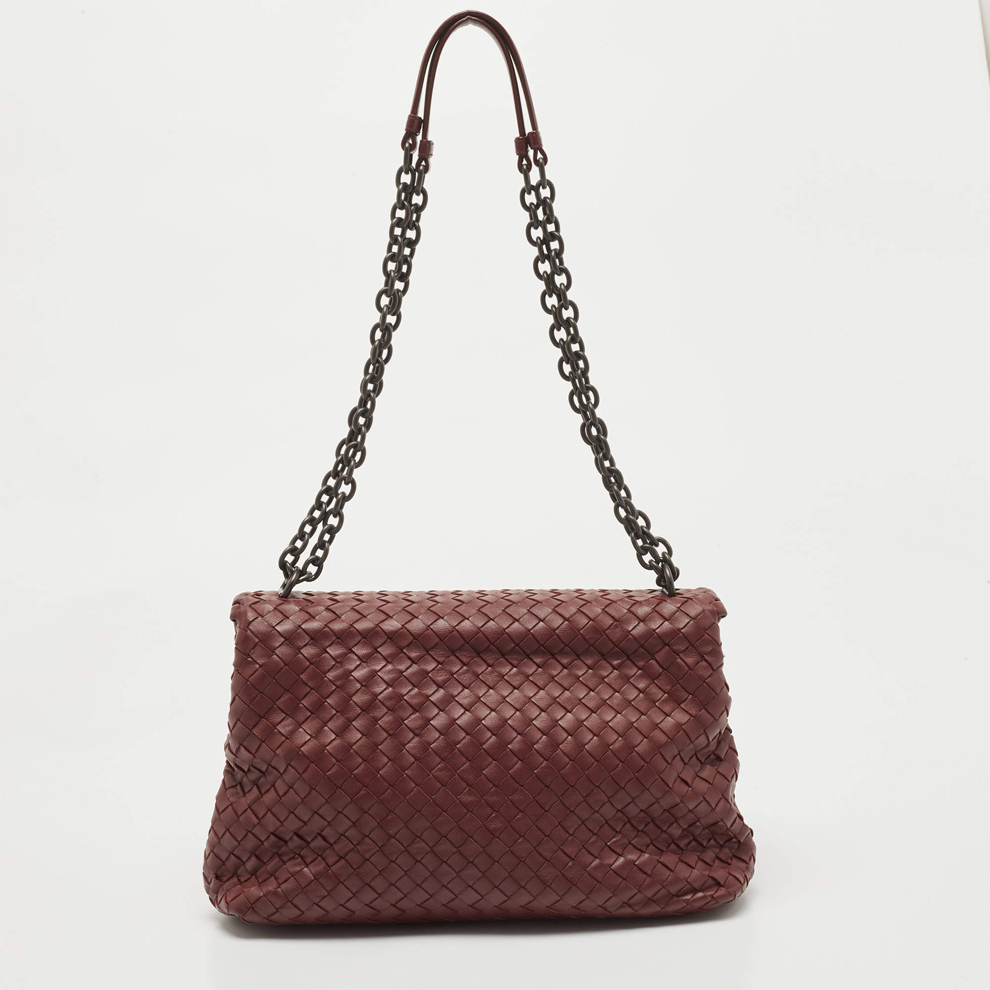 Bottega Veneta - Olimpia Bordeaux Intrecciato Leather Shoulder Bag