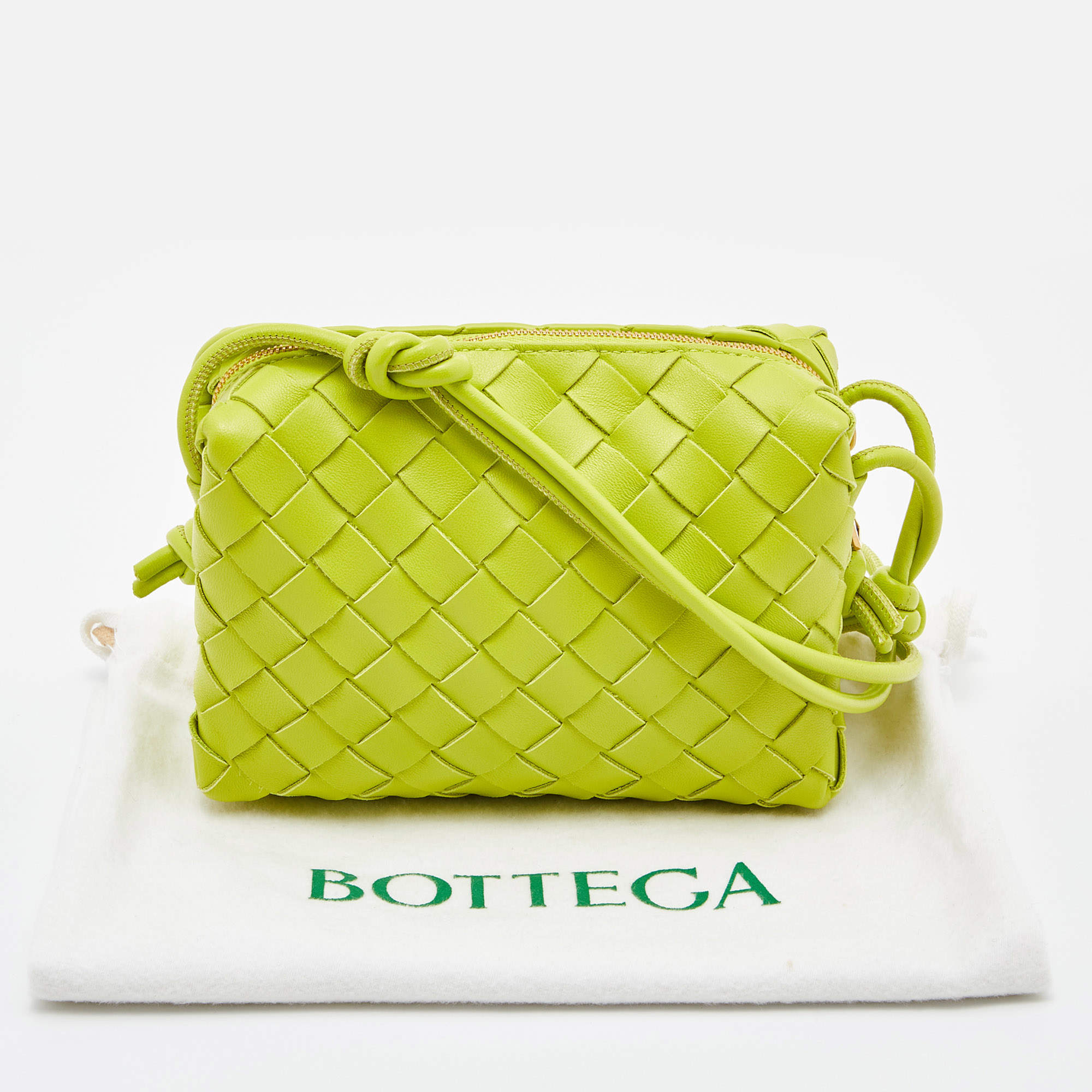 Loop leather crossbody bag Bottega Veneta Green in Leather - 30973131