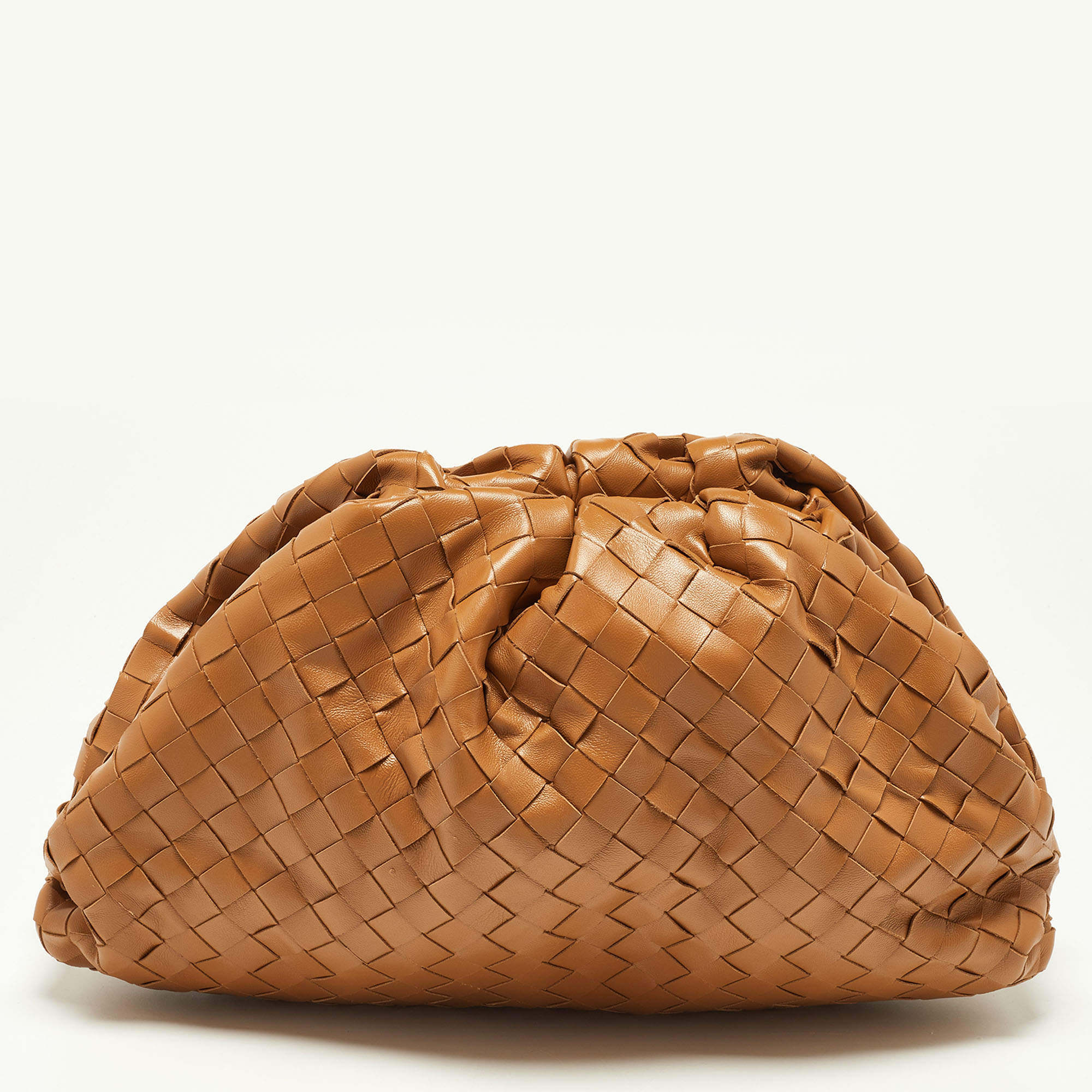 Bottega Veneta Wristlet Intrecciato Woven Leather Clutch Khaki