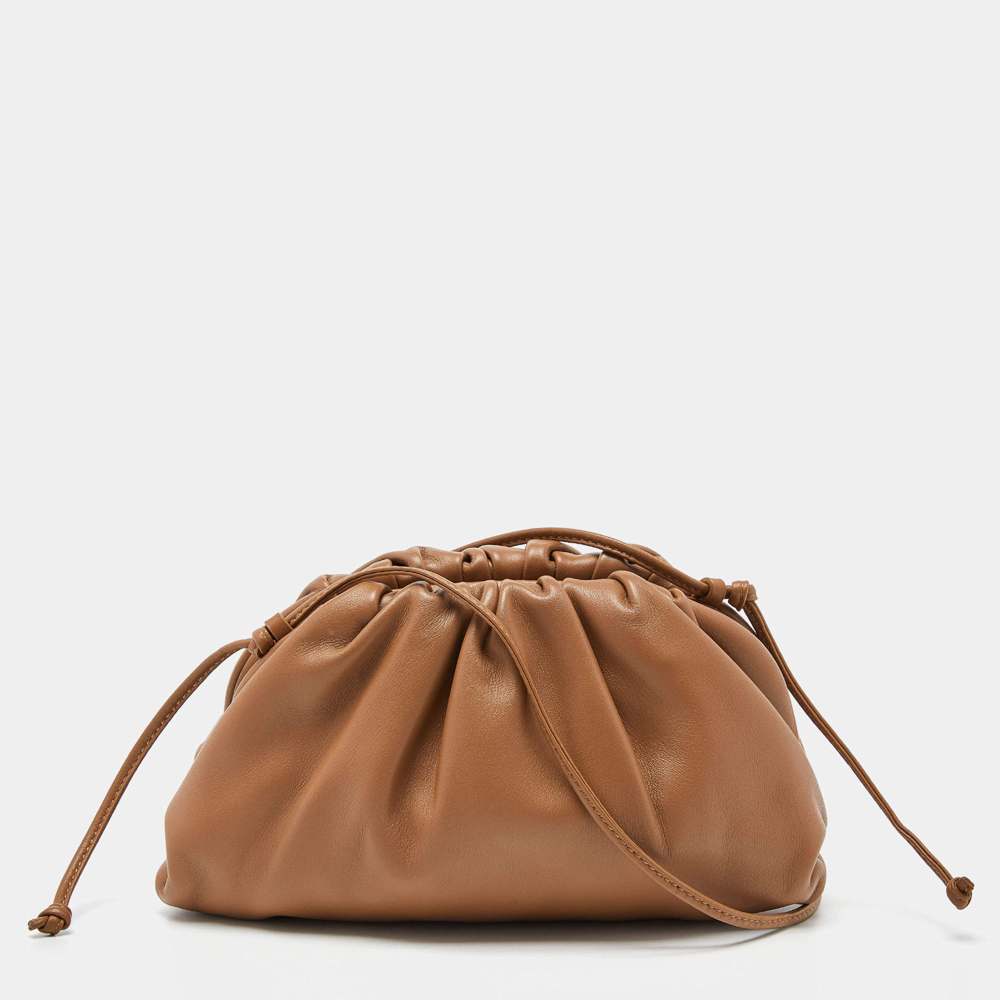 Pre Owned Bottega Veneta Brown Leather Mini The Pouch Bag