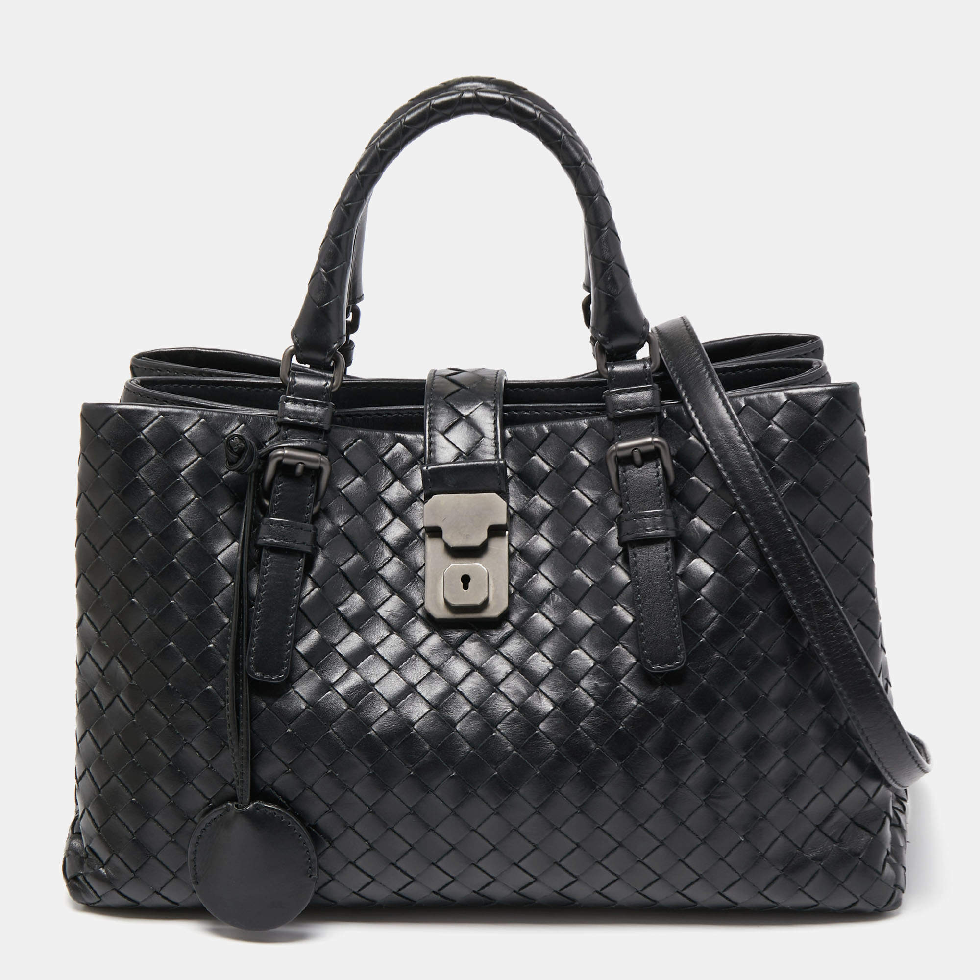 Bottega Veneta Roma Tote Bag Mini Black in Calfskin with Silver