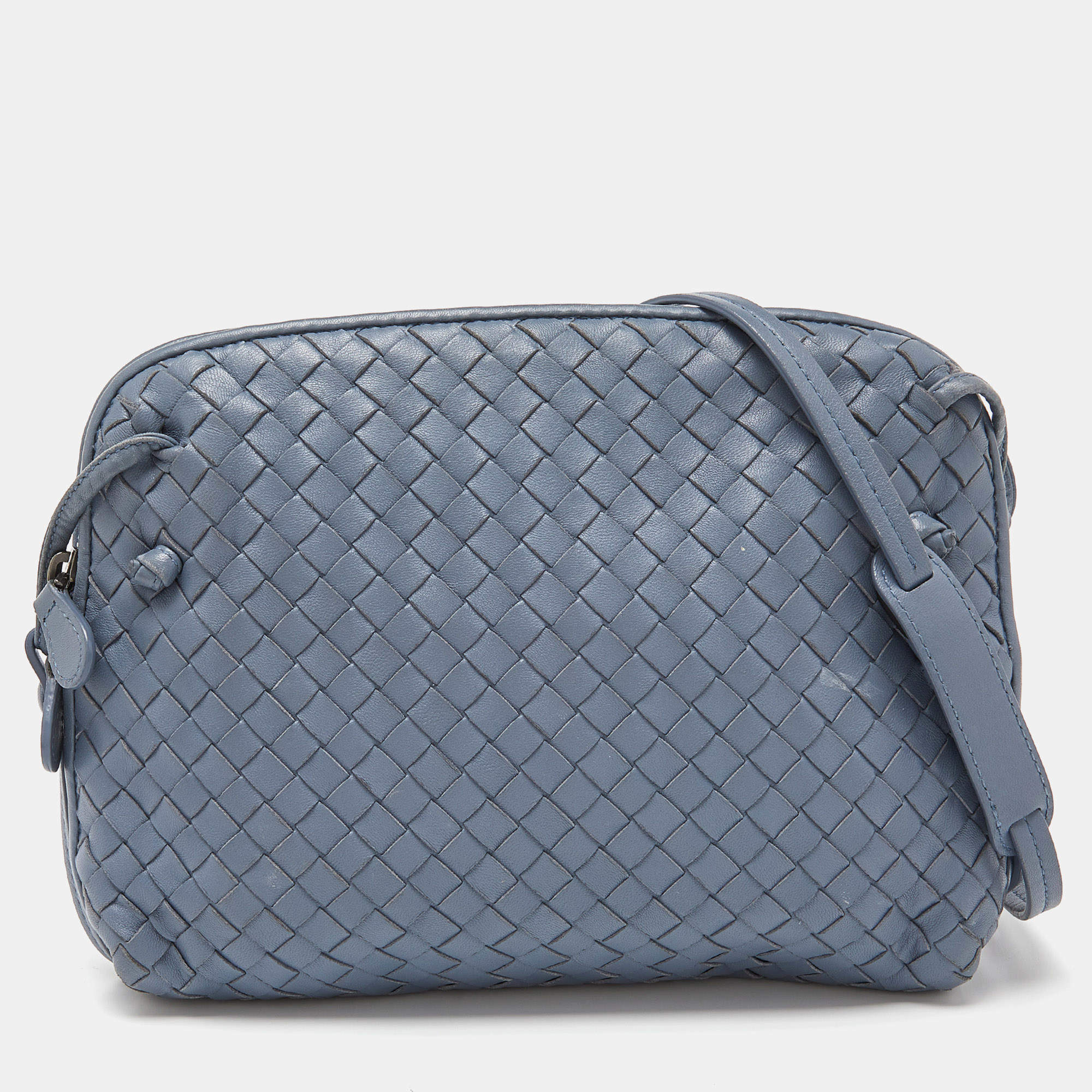 مملوكة مسبقًا Bottega Veneta Blue Intrecciato Leather Nodini Crossbody Bag