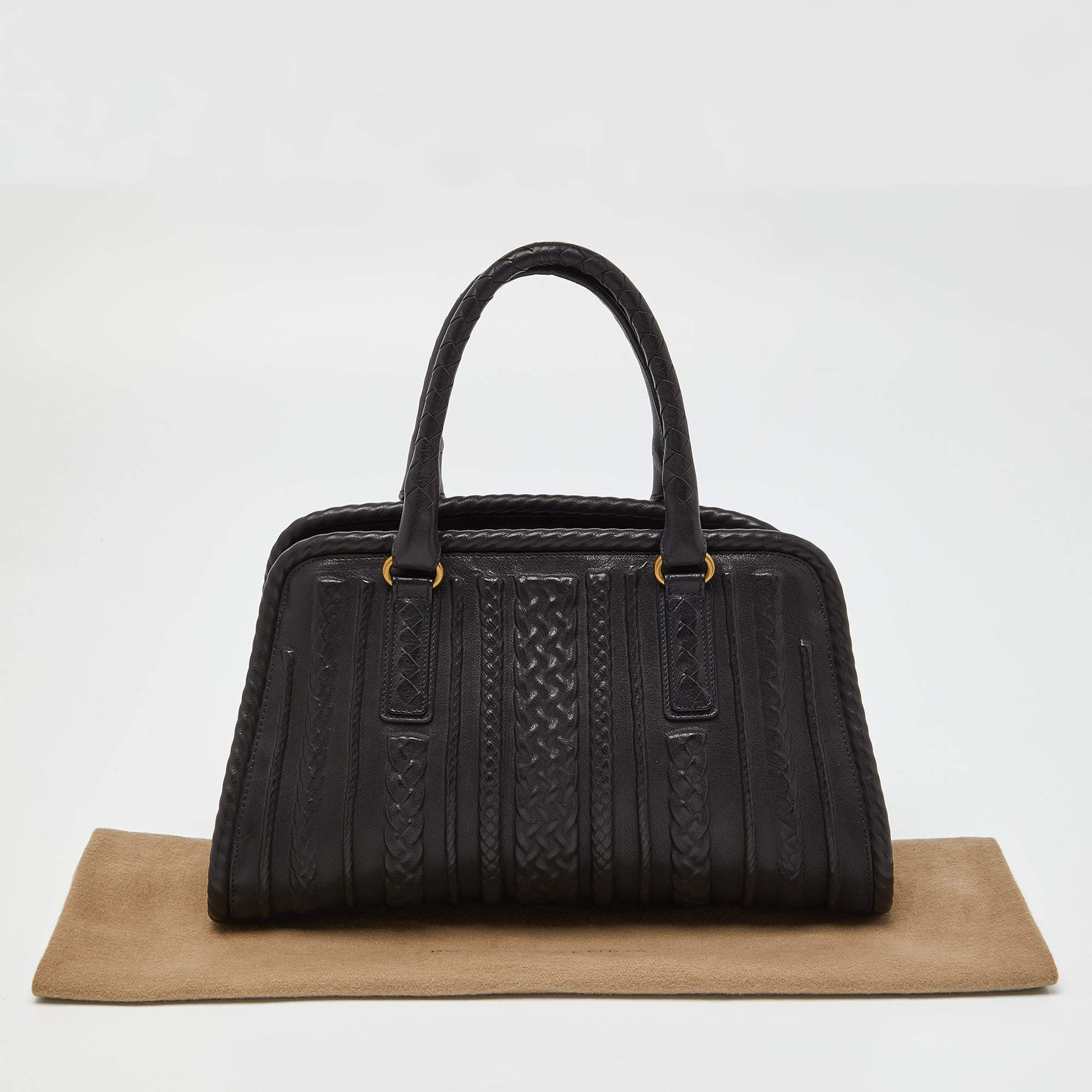 Bottega Veneta Intrecciato Crossbody Bag Gold-tone Black in Leather with  Gold-tone - US